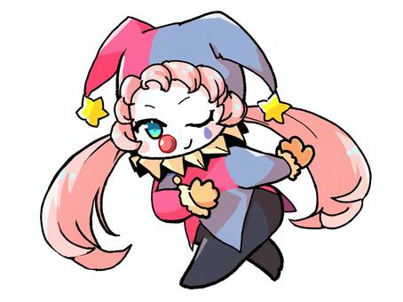 ピエロな女の子 女の子,キャラクター,キャラ,sdキャラ,ちびキャラ,デフォルメ,かわいい,ピエロ,道化師のイラスト素材