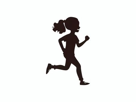 シルエット【女の子】6 人,全身,子供,女の子,走る,アクション,アイコン,シルエット,かげ,影絵のイラスト素材