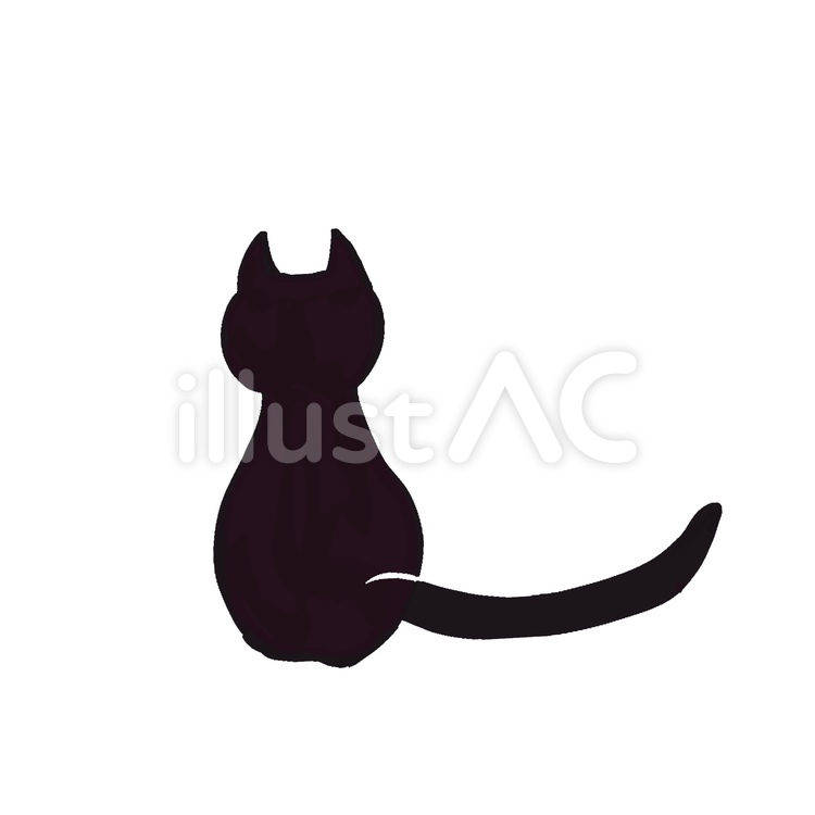 黒猫 猫,動物,後ろ姿のイラスト素材
