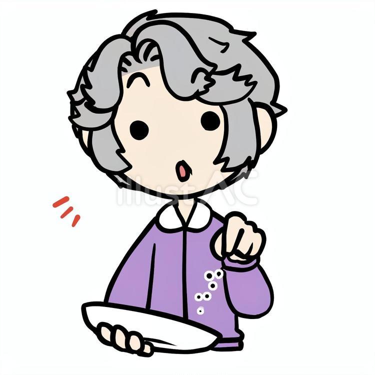 気づいて塩を振るおばあさん おばあさん,塩,振るのイラスト素材