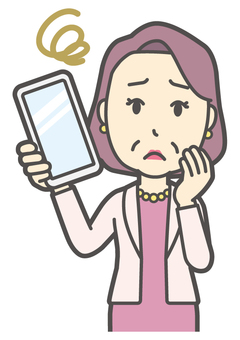  お金持ちマダム-223-バスト スマホ,困る,おばさん,中年,女性,富裕層,マダム,裕福,お金持ち,ミセスのイラスト素材