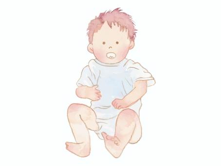 赤ちゃん03 赤ちゃん,子ども,こども,乳児,人物,水彩,ベビー,幼児,新生児,かわいいのイラスト素材