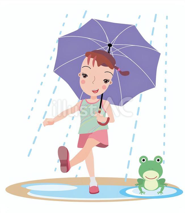 梅雨の雨と女の子 人物,梅雨,雨のイラスト素材