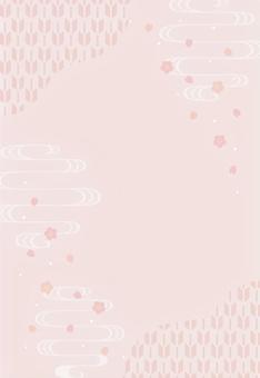 桜と和柄の年賀状背景、和風の年賀状素材 年賀状,背景,和柄,桜,正月,お正月,和風,和,花,花びらのイラスト素材