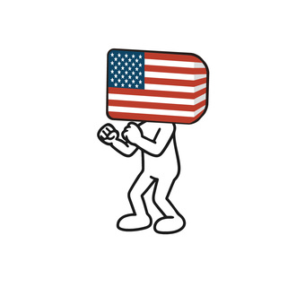 戦うアメリカ人 棒人間,アメリカ,国旗,顔,ファイト,戦い,構え,拳,手,腕のイラスト素材