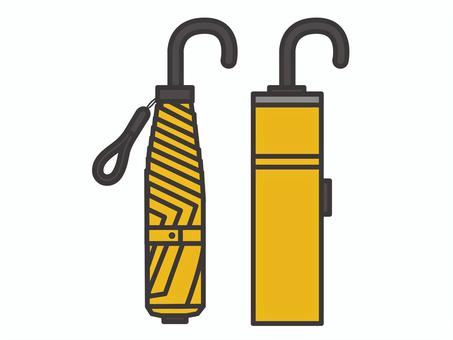 折り畳み傘セット（J型）02 折り畳み傘,雨,傘,アイコン,マーク,シンプル,黄のイラスト素材