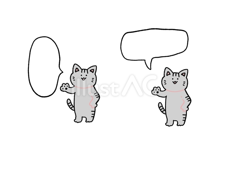 吹き出しと猫のセット 吹き出し,猫,動物のイラスト素材
