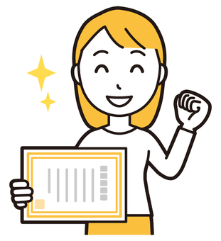  ロングヘア女性(黄)-501-バスト 表彰状,女性,女の子,人物,かわいい,資格,認定,検定,免許,バストアップのイラスト素材