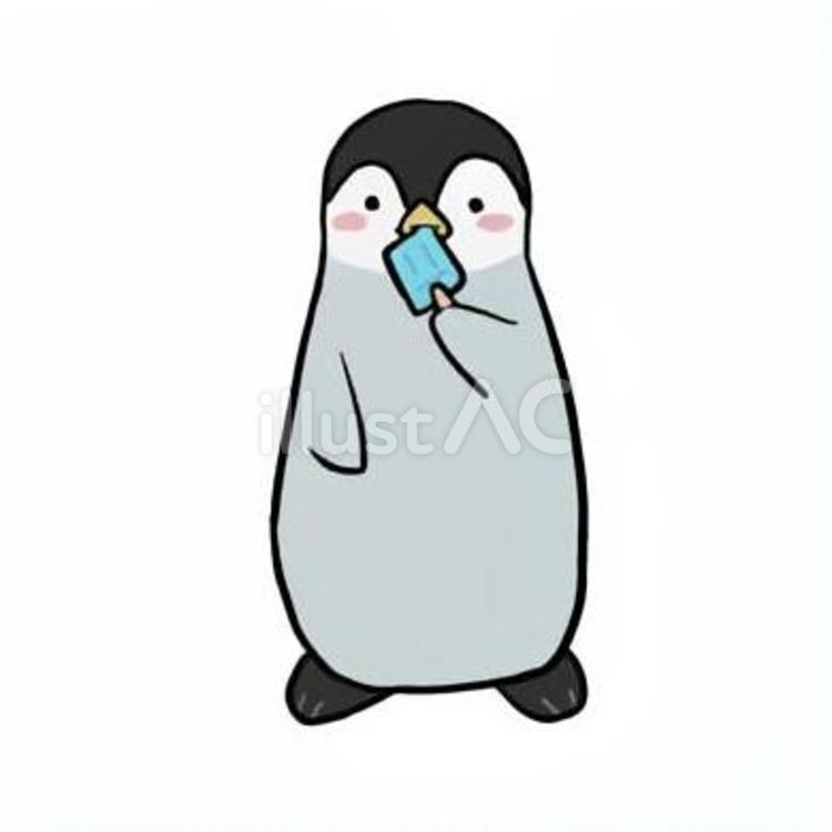 棒アイスを食べるペンギン 動物,ペンギン,アイスのイラスト素材