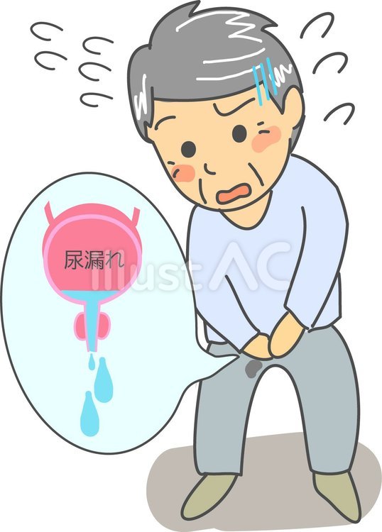 尿漏れの悩み 男性,トイレ,残尿のイラスト素材