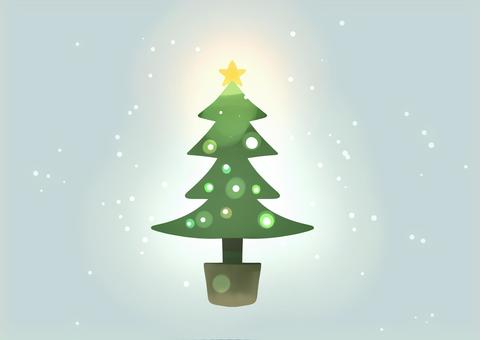 ほんわり光るシンプルなクリスマスツリー クリスマス,ツリー,シンプル,かわいい,ほわほわ,光,おだやか,ゆるい,冬,イベントのイラスト素材