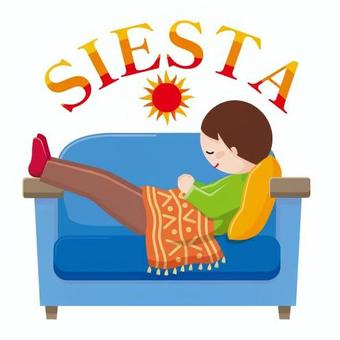 シエスタ スペイン,外国,シエスタ,社会,女性,男性,ソファ,昼寝,毛布,太陽のイラスト素材