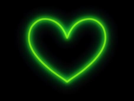 緑のネオン風ハート背景　透過あり ハート,ネオン,光,発光,輝き,蛍光,装飾,記号,シンプル,線のイラスト素材