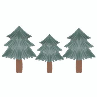 もみの木（3本） もみの木,木,水彩,手描き,シンプル,素材のイラスト素材