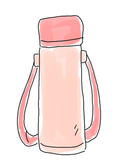 水筒赤　水彩風 水筒,水分補給,遠足,飲み物,生活,シンプル,容器,プラスチック,赤,水彩風のイラスト素材