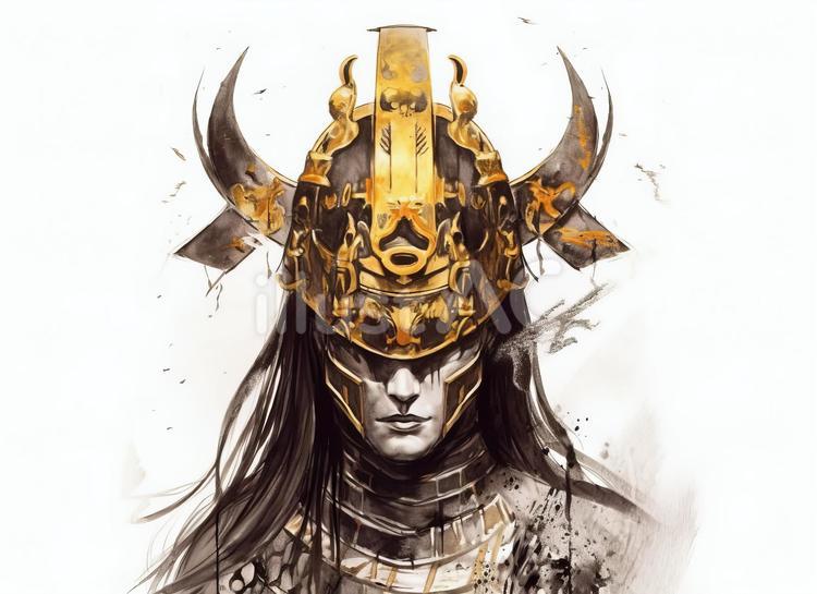 兜を被った戦士の顔 兜,戦士,顔のイラスト素材