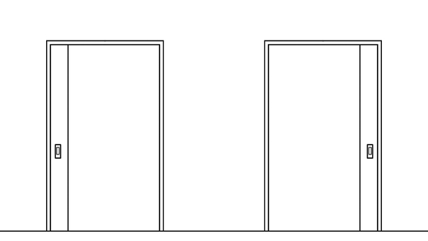 扉(線画)4_4 扉,引き戸,片開き,線画,開く,入口,出口,シンプルのイラスト素材