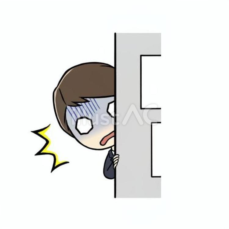 何かを目撃してしまった会社員男性 ショック,目撃,衝撃のイラスト素材