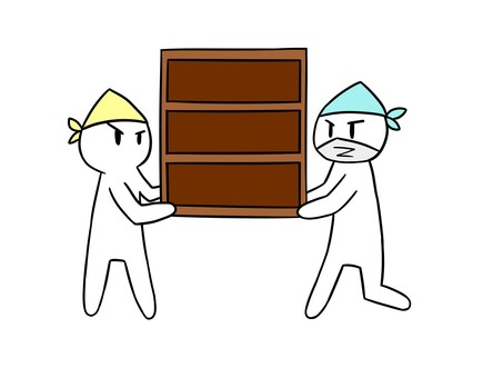 大掃除で家具を動かす人たち（カラー） 大掃除,引っ越し,棒人間,ゆるい,手描き,シンプル,イラストのイラスト素材