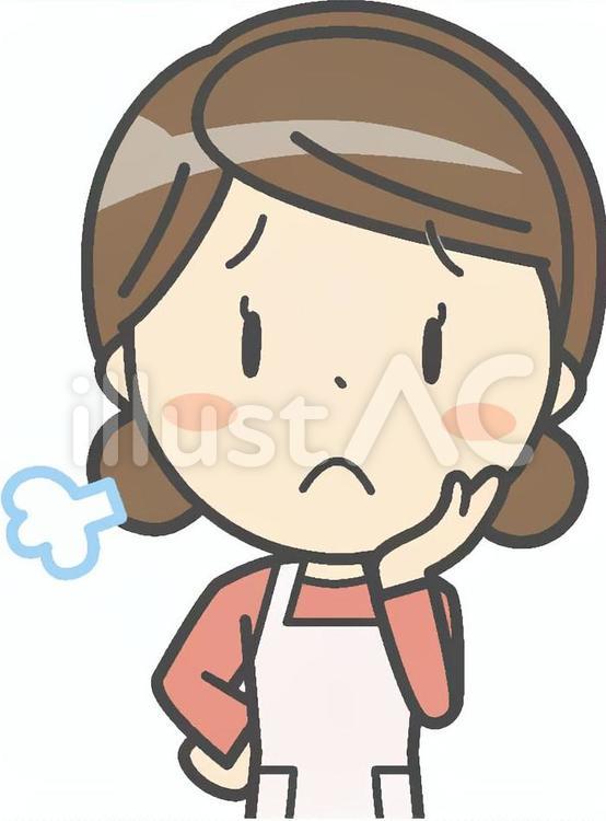 wo主婦aL05d悲1aプ 女性,お母さん,困るのイラスト素材