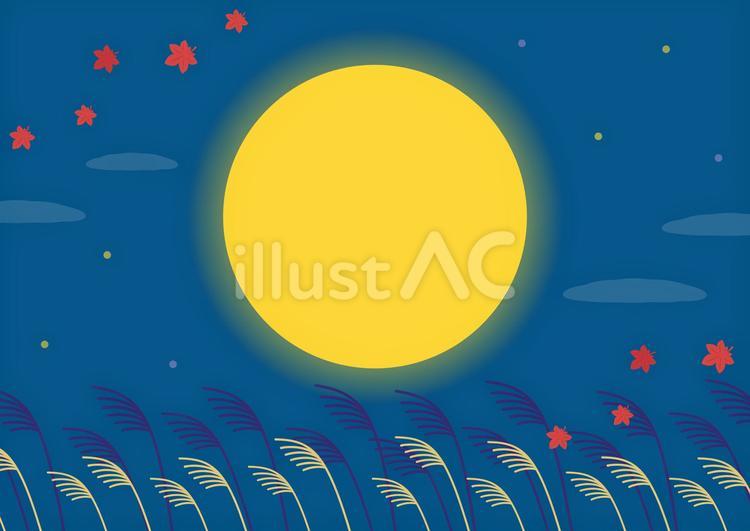 お月見の背景、満月のフレーム お月見,月見,秋のイラスト素材
