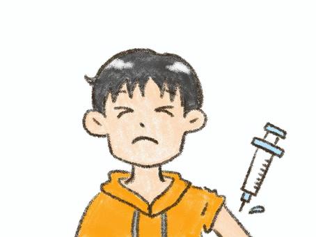 予防接種をする男の子 予防接種,ワクチン接種,風邪予防,注射,感染予防,感染対策,インフルエンザ予防,菌,風邪,痛いのイラスト素材