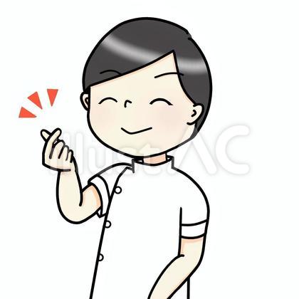 キュンですのポーズをする若い男性看護師