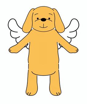 羽のある犬 犬,ペット,ミニチュアダックスフンド,ビーグル,ゴールデンレトリバー,垂れ耳,白,羽,羽根,翼のイラスト素材