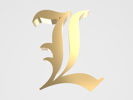 アルファベットL_old London 文字,ゴージャス,アルファベット,透過,png,old,london,金色,ゴールド,キラキラのイラスト素材