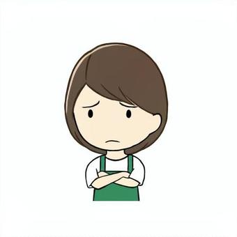困り顔の中年女性 困る,困り顔,心配,難しい,腕組み,表情,女性,主婦,中年,お母さんのイラスト素材