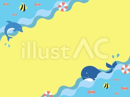 海の生き物がかわいい夏のポップな背景素材