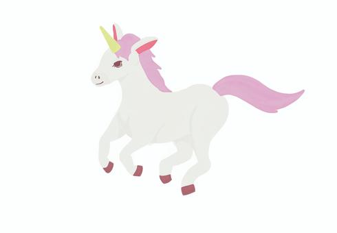 走るユニコーン（ピンク） ユニコーン,ゆめかわ,ファンタジー,年賀状素材,手描き,馬,幻獣,かわいい,年賀状,午年のイラスト素材