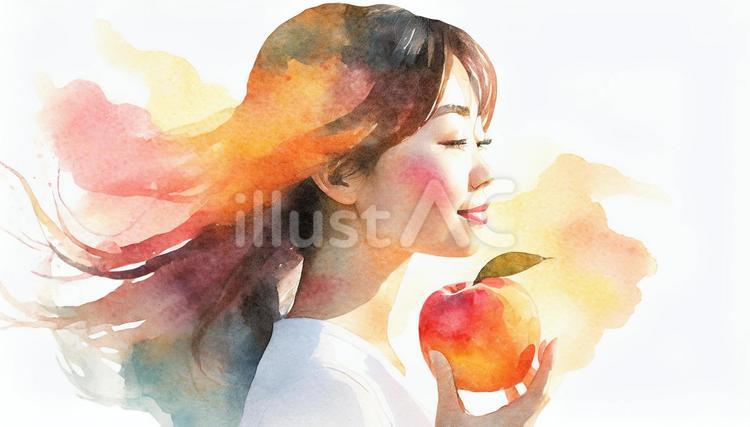 女性と果物 人間,女性,かわいいのイラスト素材