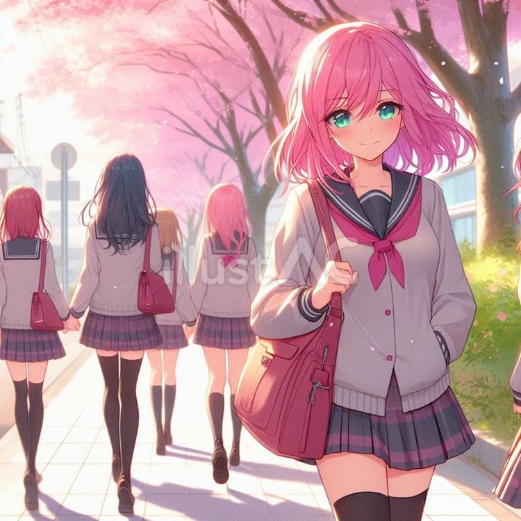 忘れ物をとりに学校へ戻る学生 忘れ物をとりに学校へ戻る学生 女性,制服,ボブヘアのイラスト素材