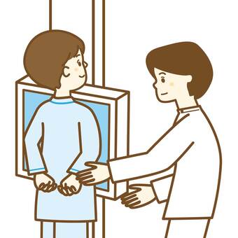 レントゲン6 レントゲン,検査,胸,胸部レントゲン,胸部,人間ドッグ,健康診断,健診,精密検査,病院のイラスト素材