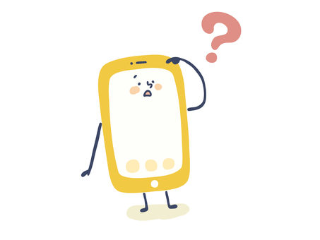 スマホさん（はてな） スマホ,デジタル,はてな,疑問,質問,携帯,電子機器,デバイス,挿し絵,ラフのイラスト素材