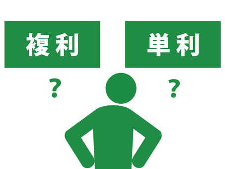 複利・単利の違いが分からない人（緑） 複利,単利,利子,利息,金利,銀行,金融機関,貯金,貯蓄,蓄財のイラスト素材