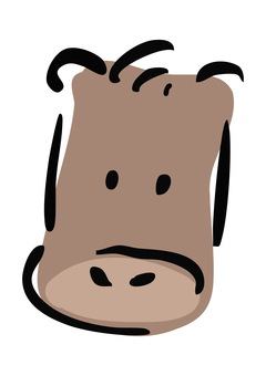 ゆるい馬　顔 馬,ゆるい,かわいい,動物,シンプル,手描き風,キャラクター,マスコット,ほっこり,親しみやすいのイラスト素材