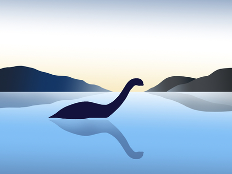 ネス湖のネッシー ネッシー,ネス湖,イギリス,景色,風景,スコットランド,モンスター,未確認生物,動物,湖のイラスト素材