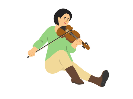 ヴァイオリンを弾く女性／カラー