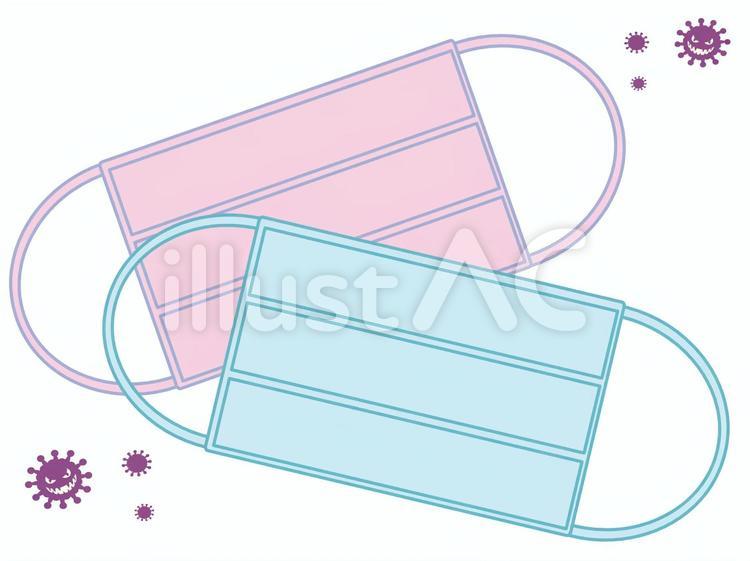 マスク、ウイルス、衛生用品 マスク,ウイルス,菌のイラスト素材