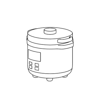 電気圧力鍋の線画 電気圧力鍋の線画 電気圧力鍋,調理器具,圧力鍋,線画,モノクロ,立体,クッカーのイラスト素材