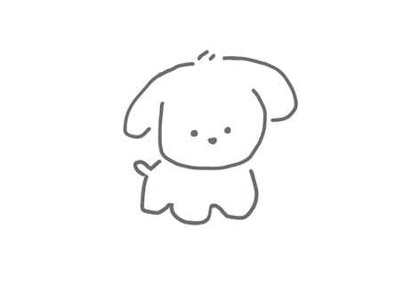 いぬのイラスト 犬,かわいい,線画,ゆるい,手描き,動物のイラスト素材