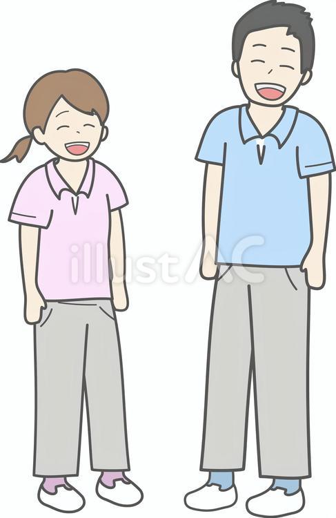 男性介護士と女性介護士 介護士,介護,職員のイラスト素材