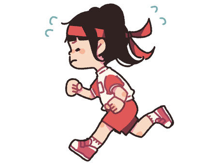 運動会で元気に走る女の子のイラスト 運動会,かけっこ,徒競走,リレー,走る,ランニング,子ども,子供,小学生,女の子のイラスト素材