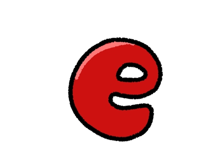 アルファベット　e e,アルファベット,文字,小文字,英語,赤,シンプル,挿絵,素材,ゆるいのイラスト素材