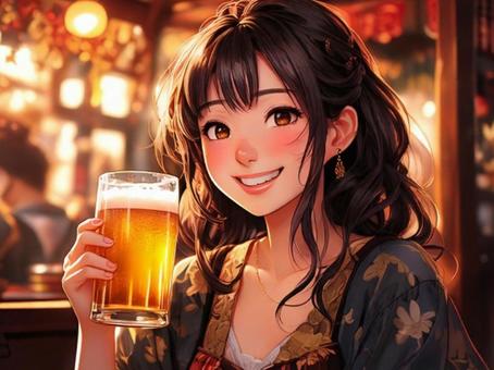 ビールを飲む女性