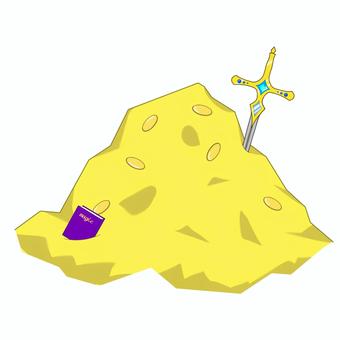 宝の山 宝の山,お金,剣,本,ファンタジー,異世界,シンプル,素材のイラスト素材