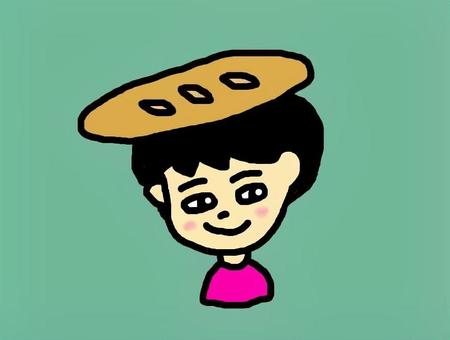 頭にフランスパンを乗せた人 フランスパン,バゲット,頭,上,男性,へんてこのイラスト素材