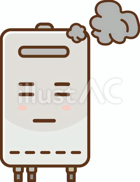 煙をあげる給湯器(擬人化) 給湯器,壊れた,故障のイラスト素材